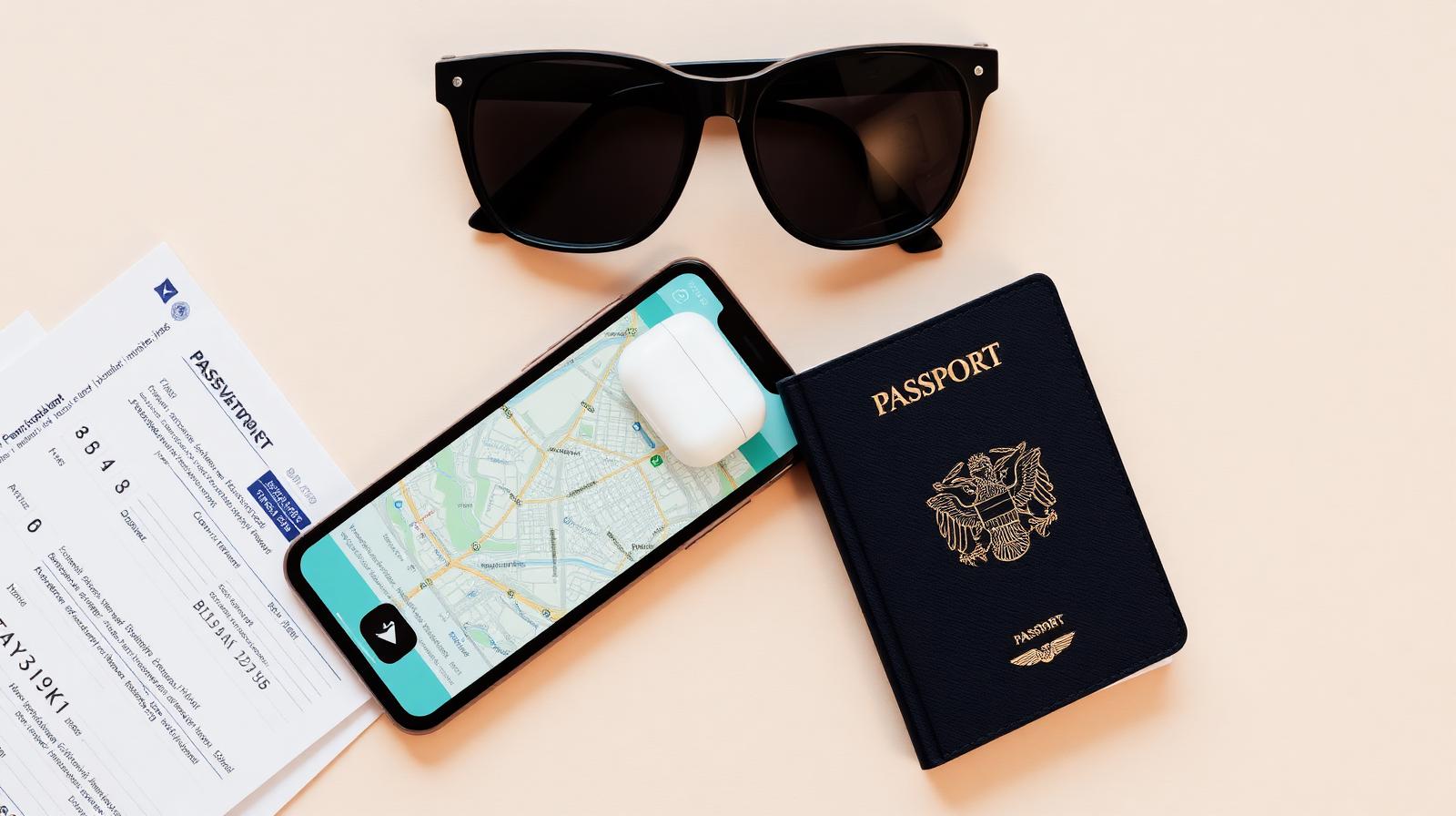 Passport, phone with map, sunglasses and boarding pass flatlay — In-Flight Entertainment: The "Bag of Wonders"